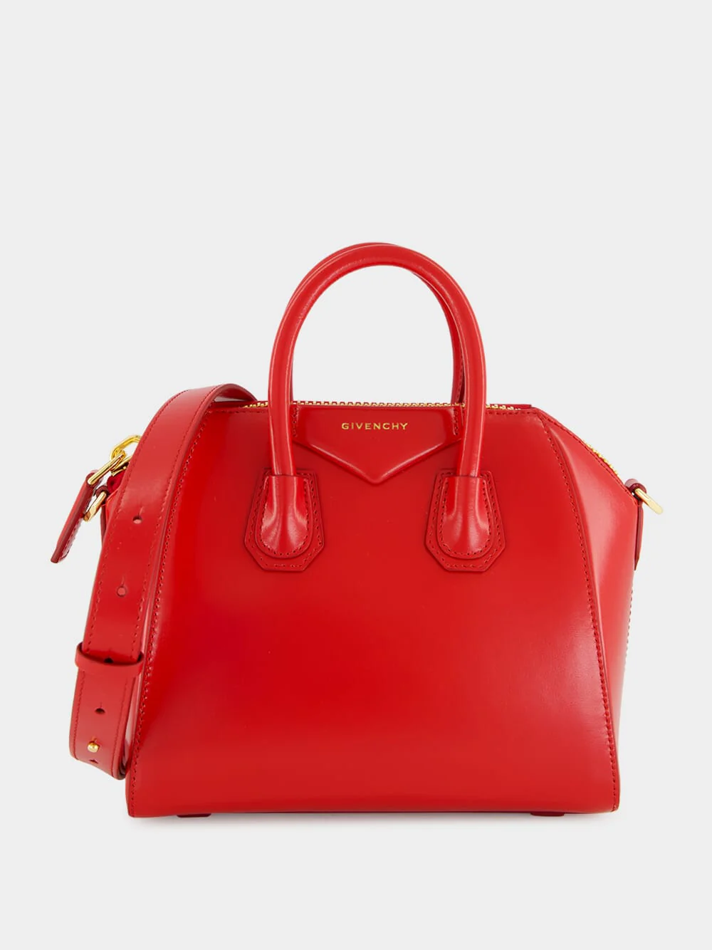 Vermillon Mini Antigona Bag in Box Leather