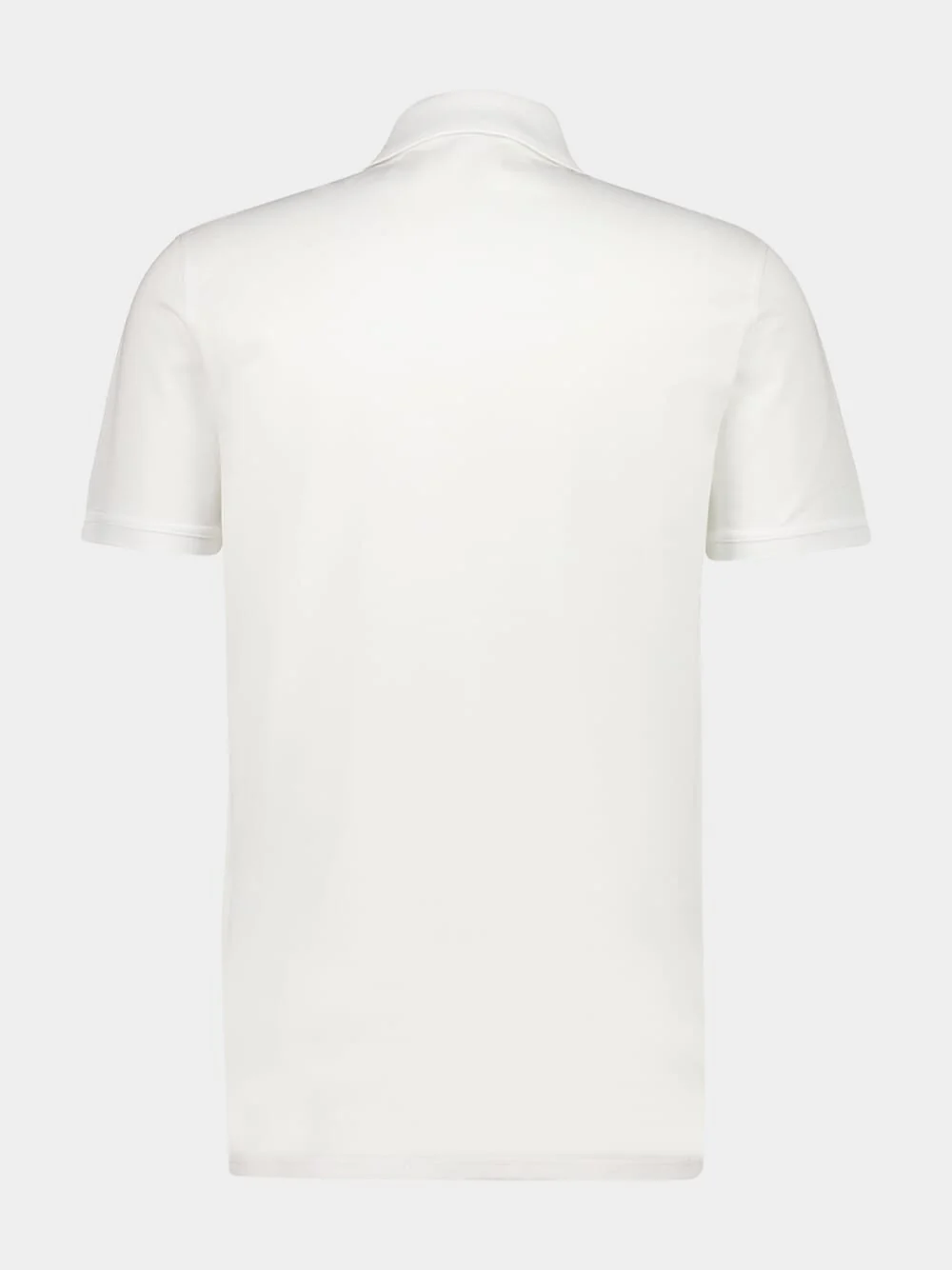 White Cotton Polo with Chest Pocket - Image 2