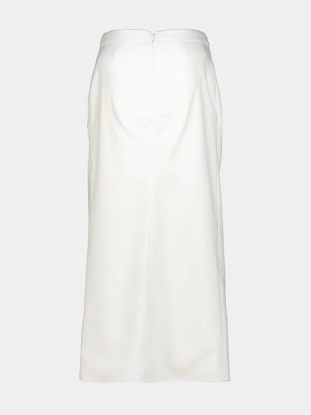 White Draped Wool Mohair Long Skirt - Image 4