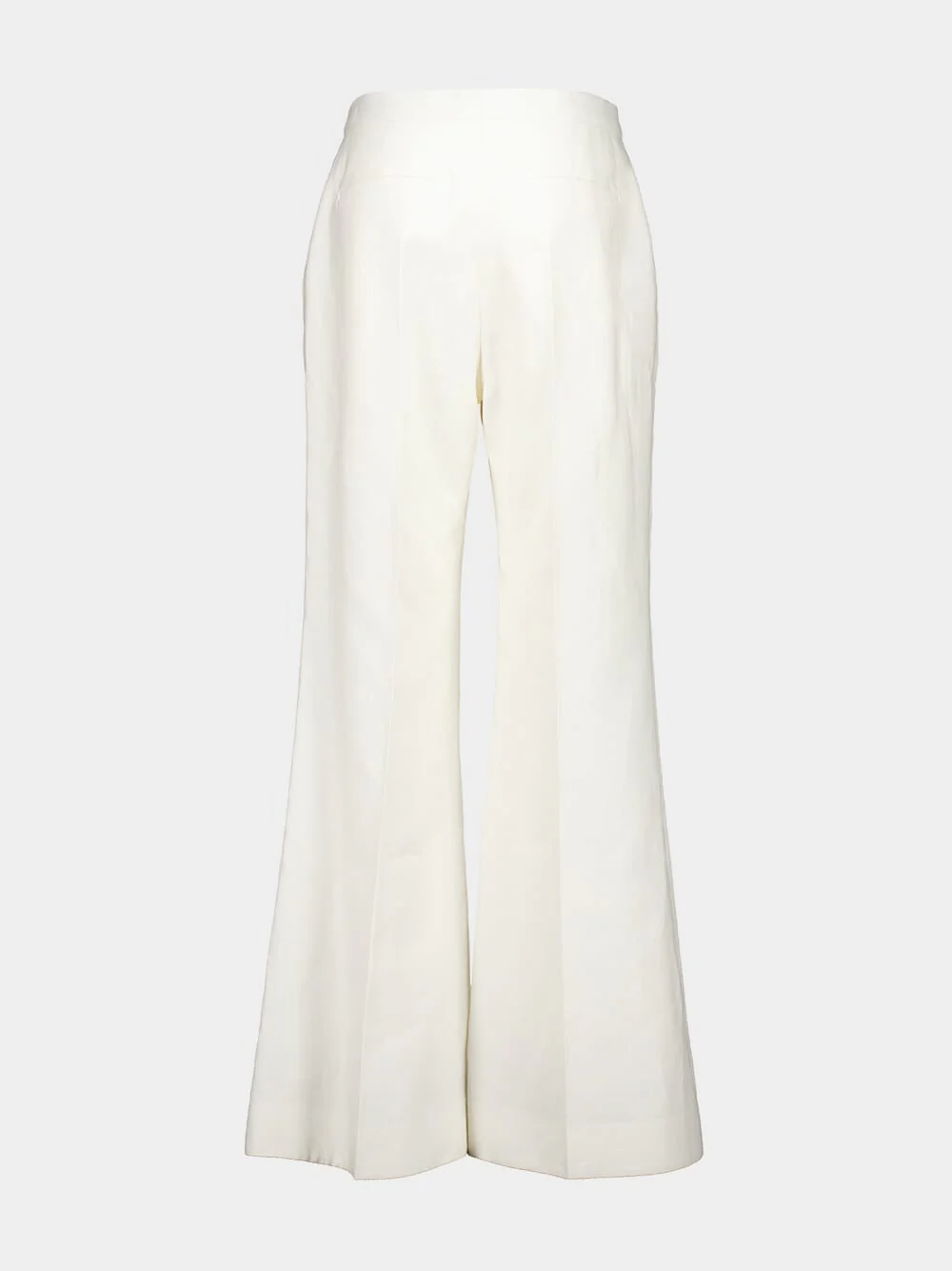 White Flared Linen Canvas Trousers - Image 2