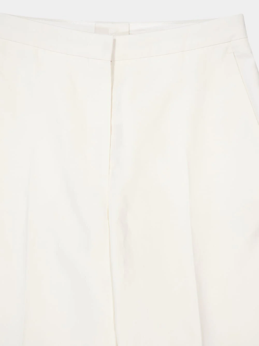 White Flared Linen Canvas Trousers - Image 3