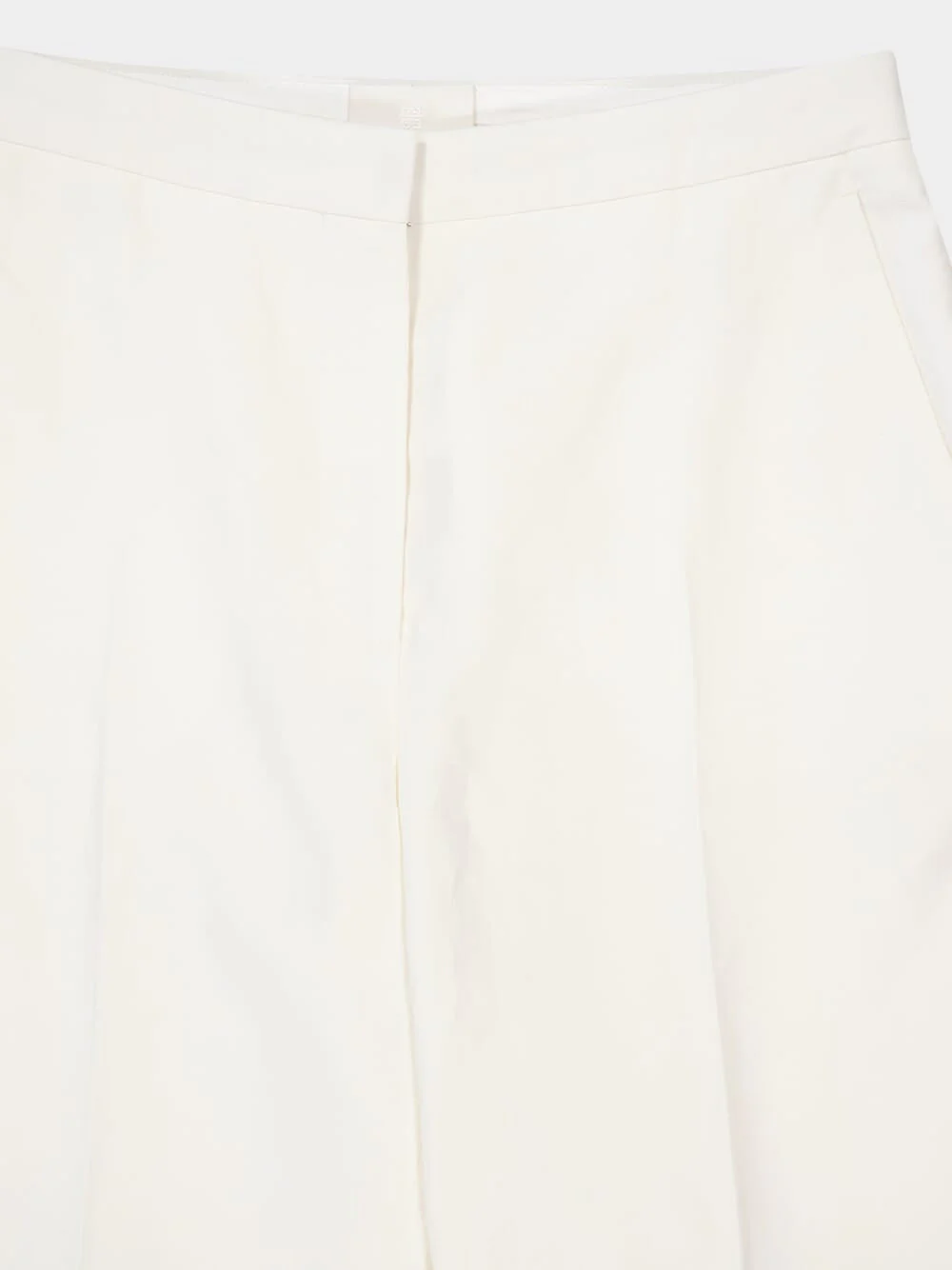 White Flared Linen Canvas Trousers - Image 7