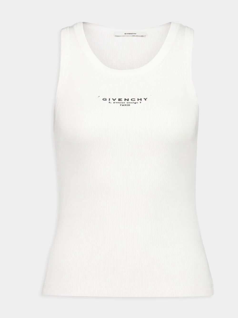 White Slim Fit Tank Top with Stamp