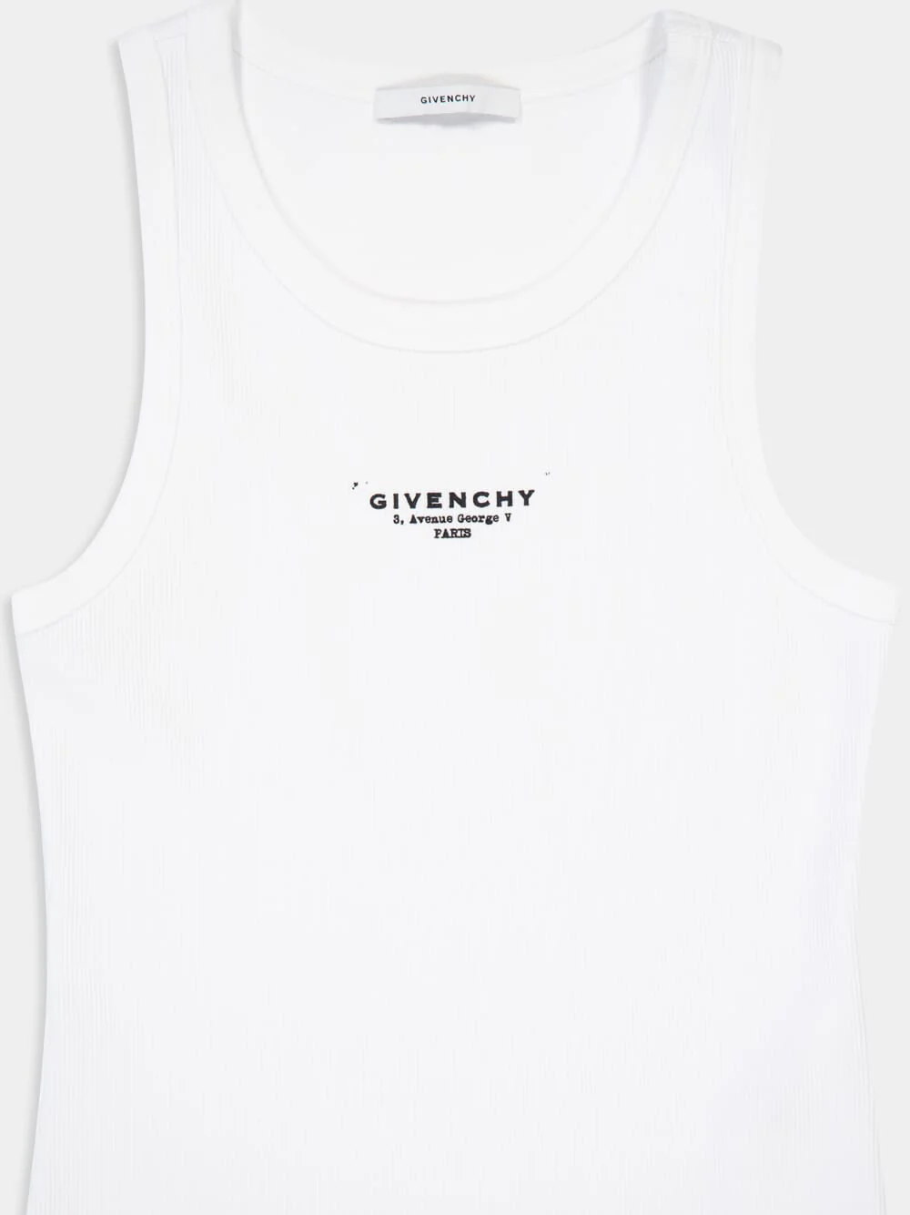 White Slim Fit Tank Top with Stamp - Image 3