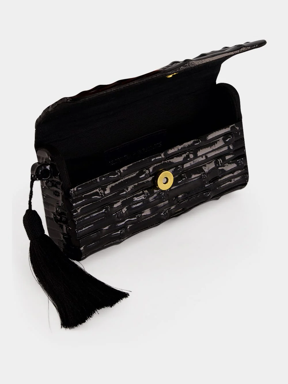 Gaya Lacquered Bamboo Clutch in Black - Image 5