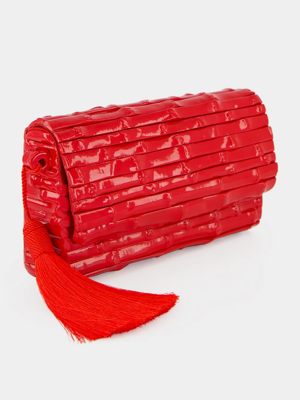 Gaya Lacquered Bamboo Clutch in Red - Image 2