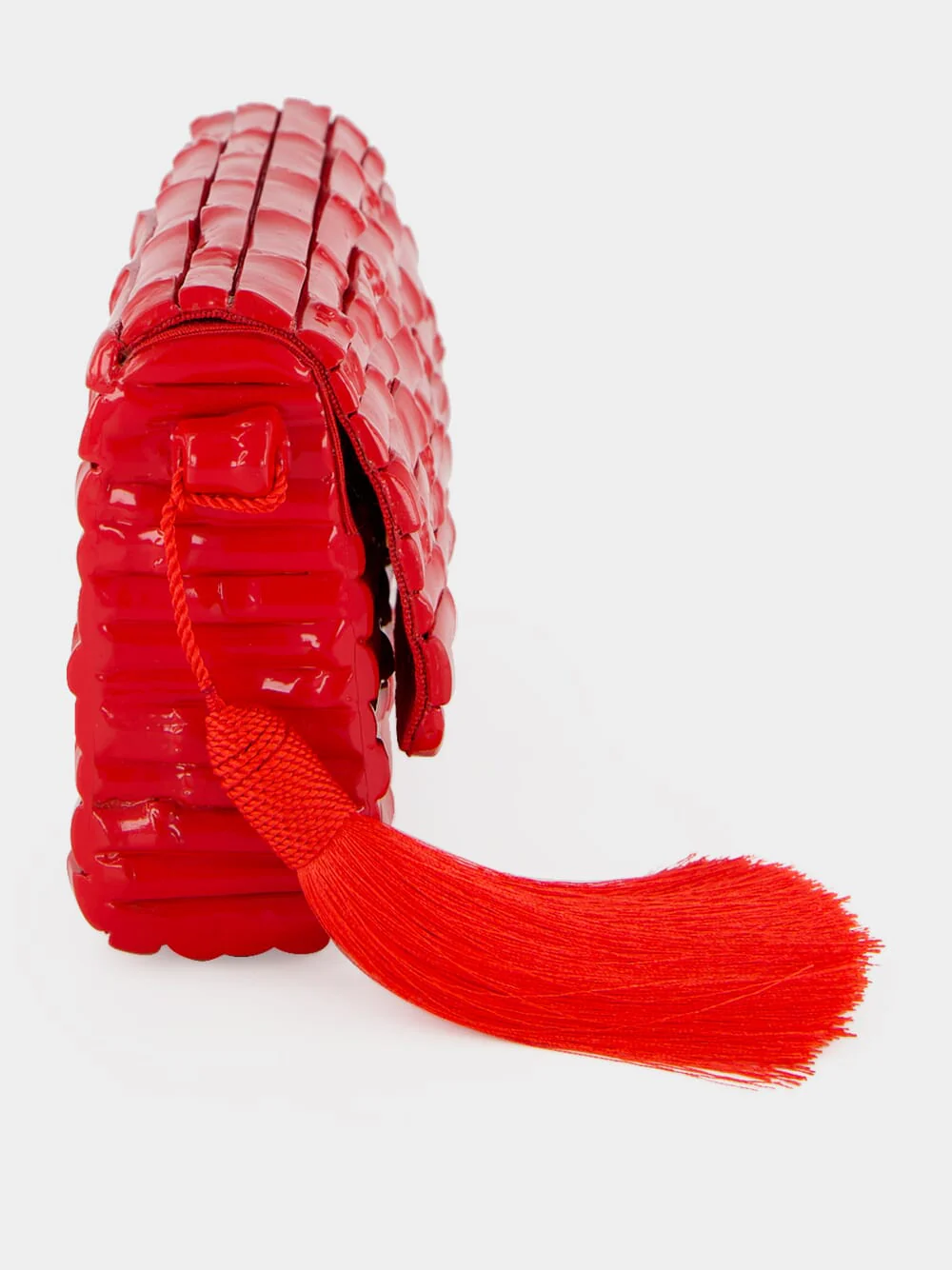 Gaya Lacquered Bamboo Clutch in Red - Image 3