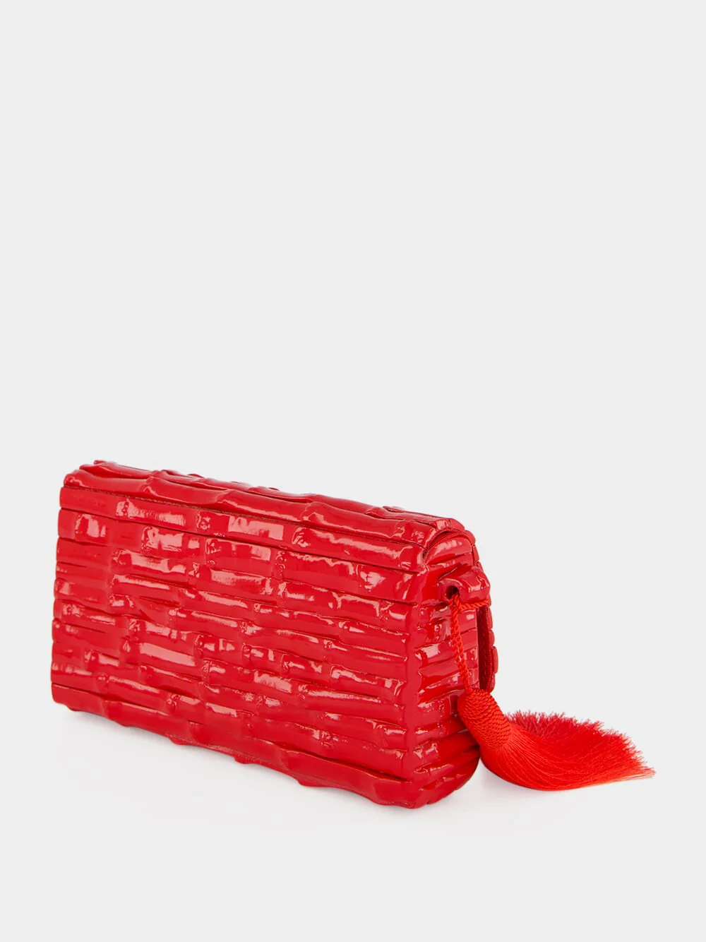 Gaya Lacquered Bamboo Clutch in Red - Image 4