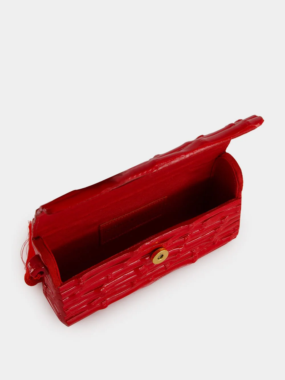 Gaya Lacquered Bamboo Clutch in Red - Image 5