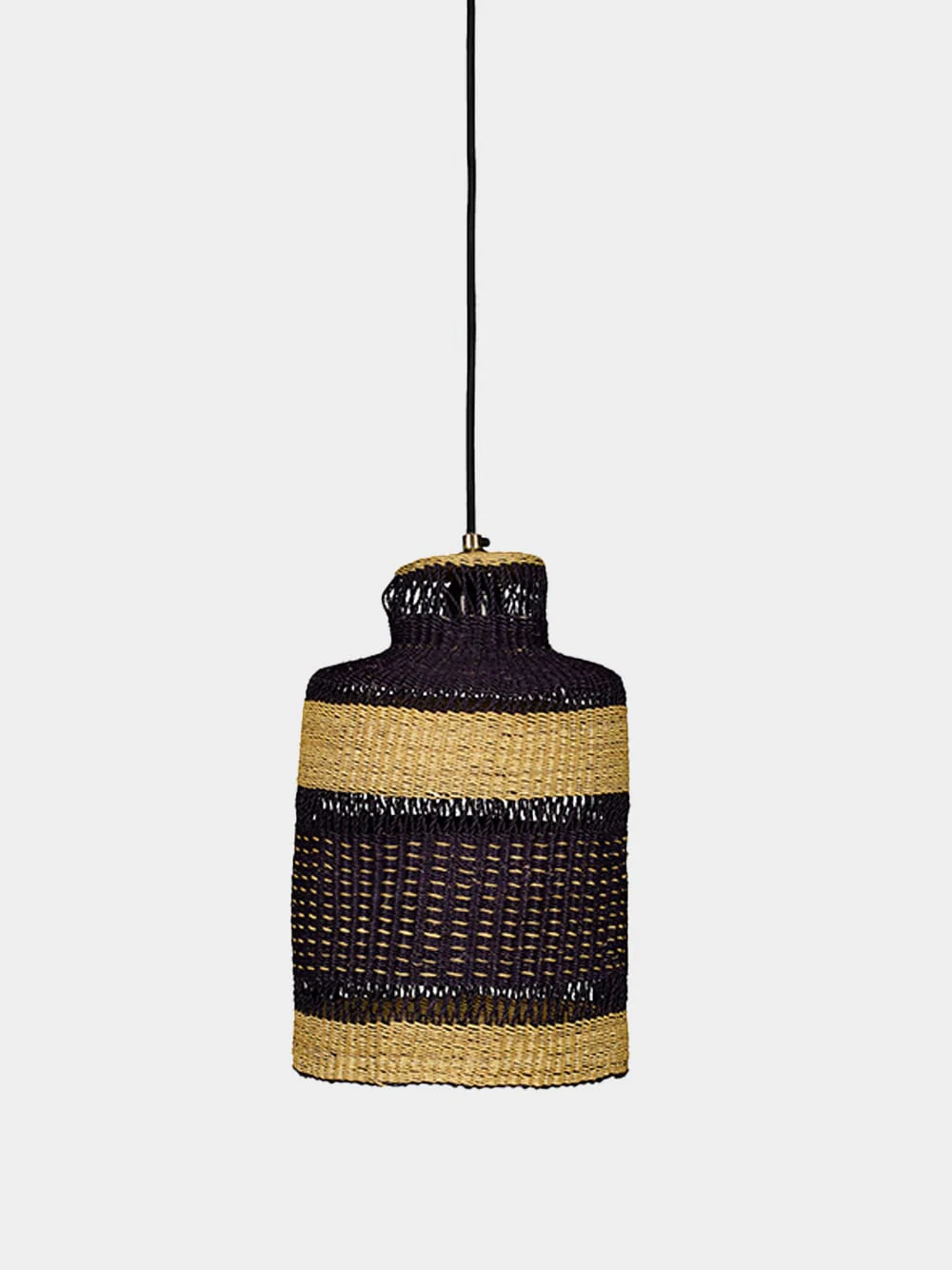 Blue and Black Woven Straw Pendant Lamp