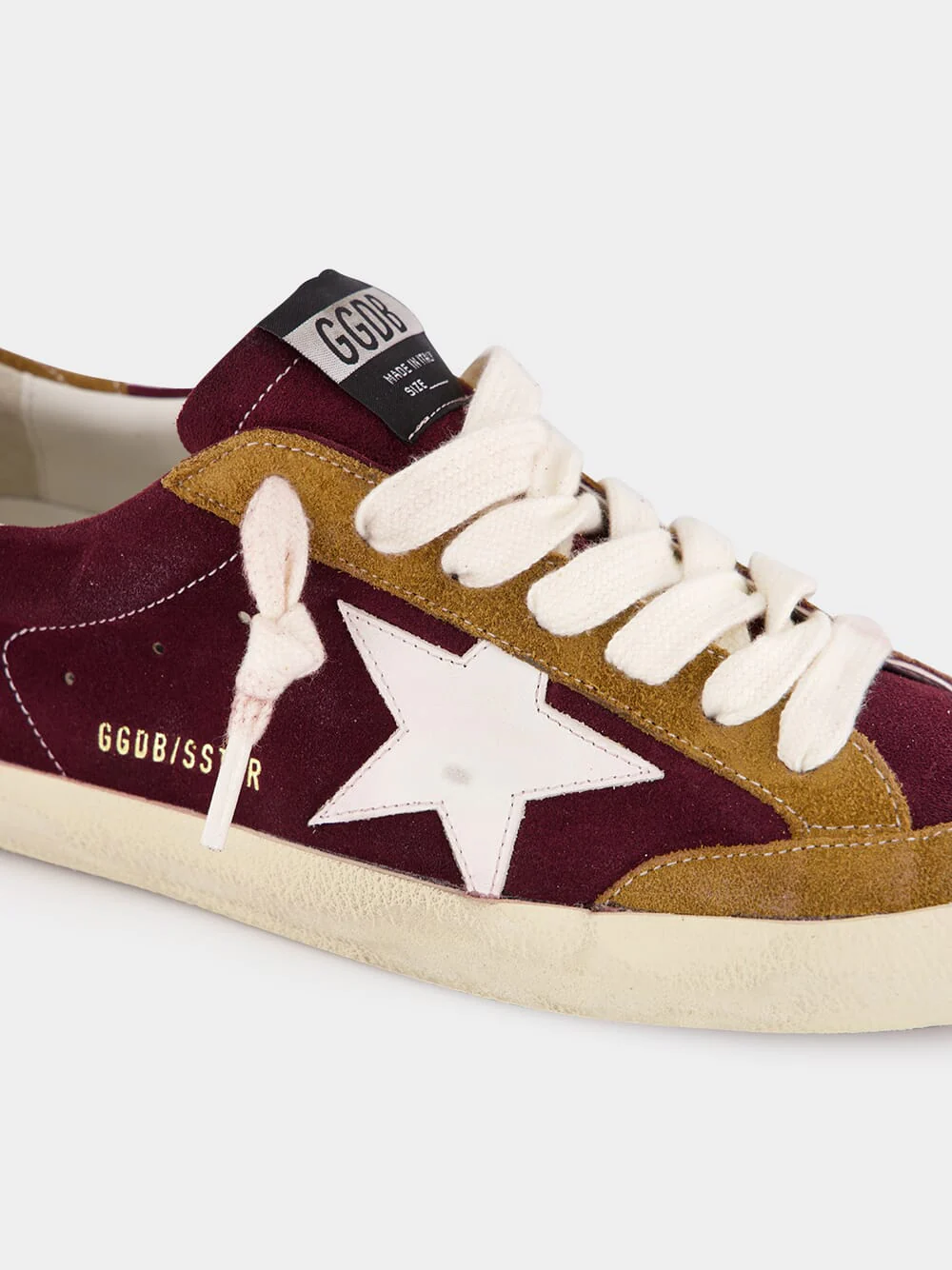 Bordeaux and Brown Superstar Sneakers with Leather Star - Image 6