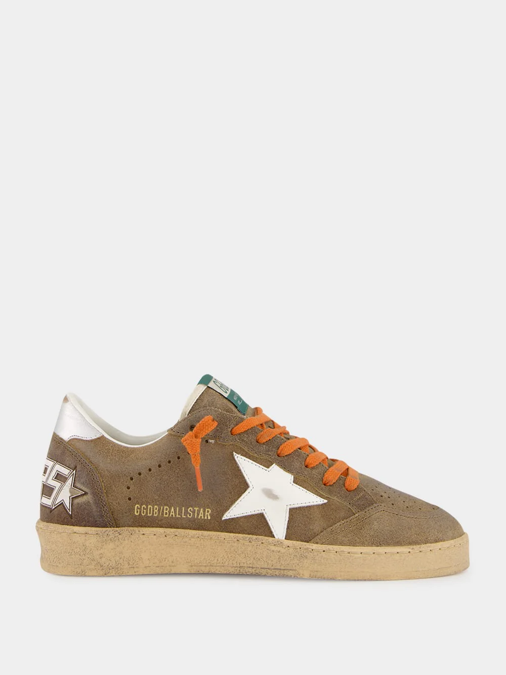 Brown and White Ball Star Sneakers with Leather Star
