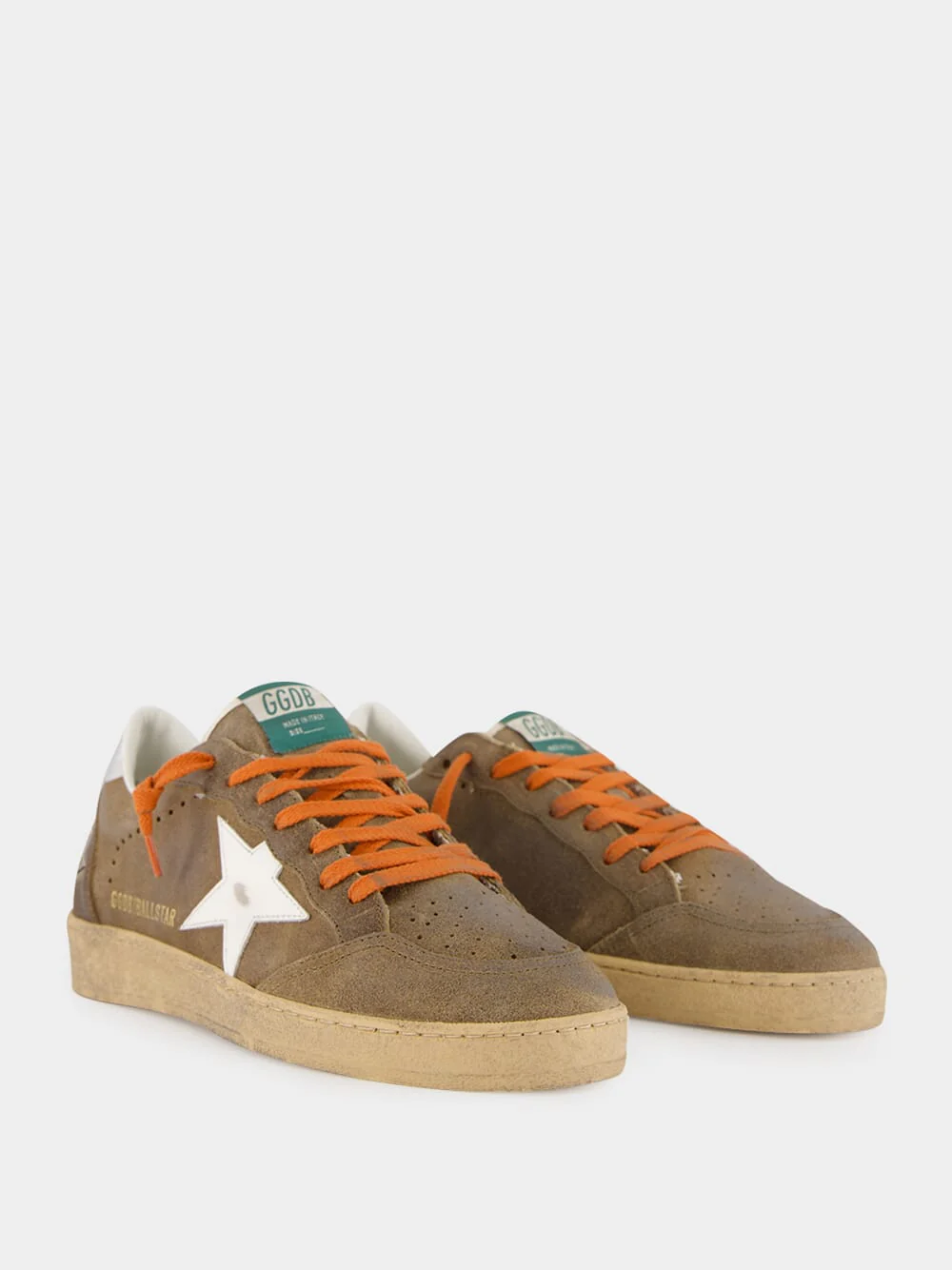 Brown and White Ball Star Sneakers with Leather Star - Image 3