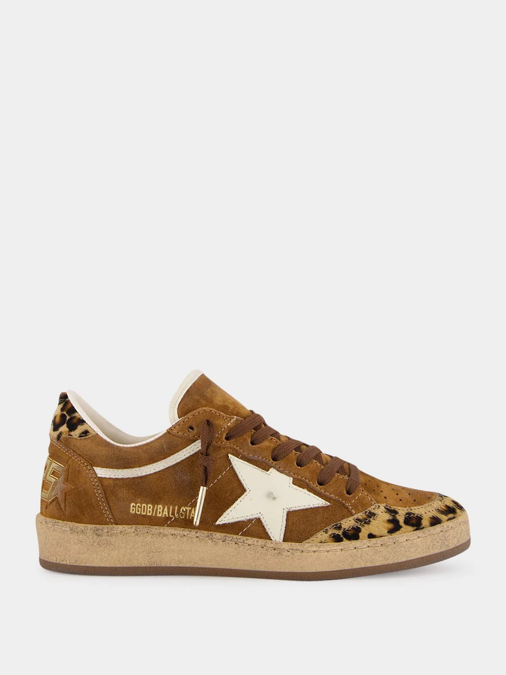 Brown Ballstar Sneakers with Leopard Details