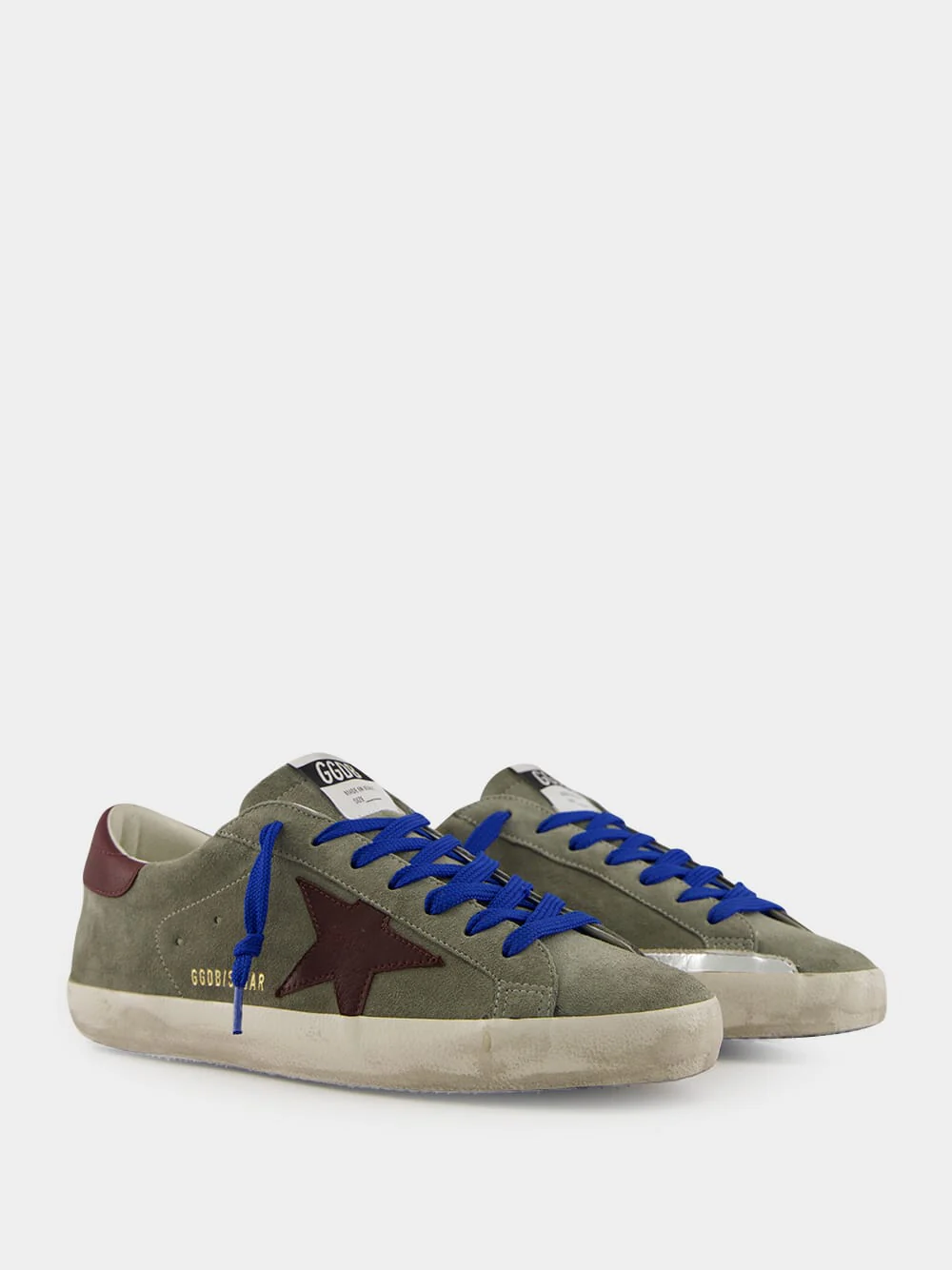 Dark Green 	Suede Superstar Sneakers with Brown Star - Image 3