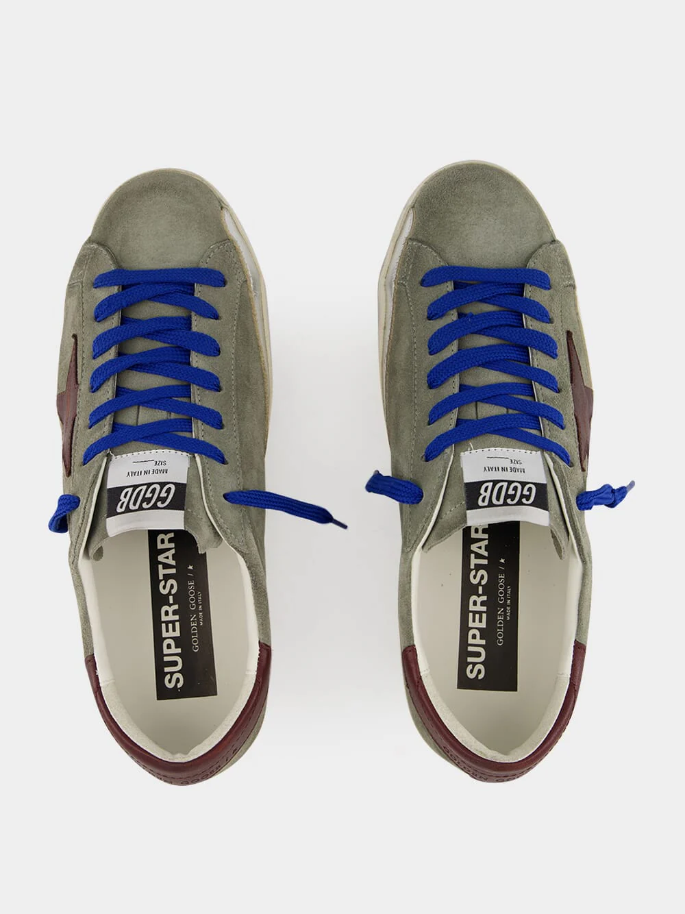 Dark Green 	Suede Superstar Sneakers with Brown Star - Image 4