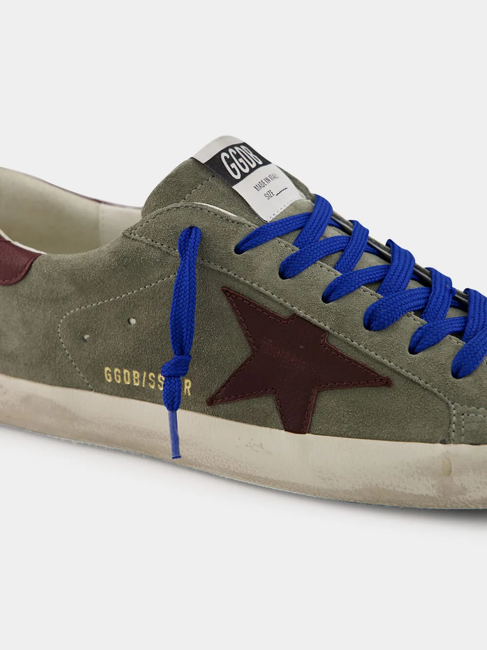Dark Green 	Suede Superstar Sneakers with Brown Star - Image 6