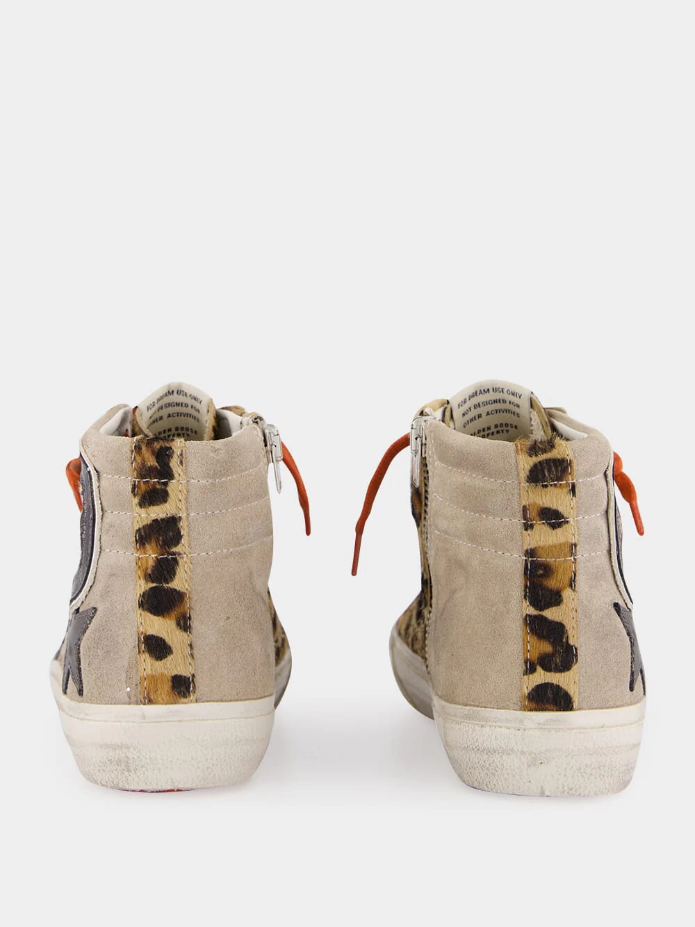 Leopard Print Slide Sneakers with Orange Laces - Image 5