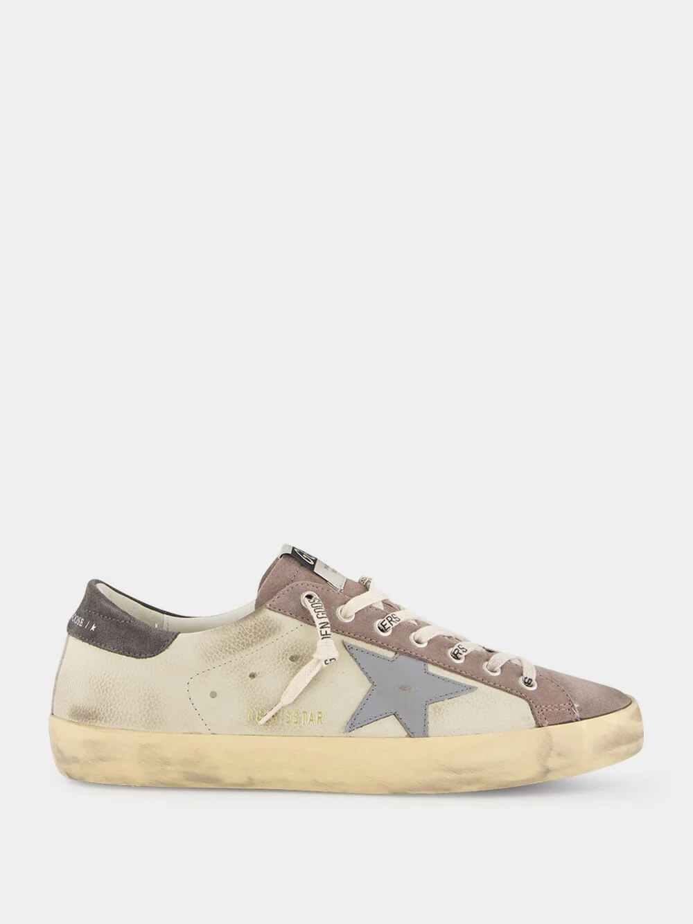 Lilac Grey, Dark Grey and Blue Super-Star Leather Sneakers