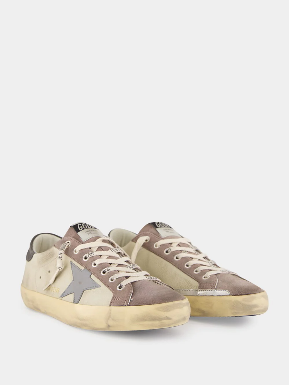 Lilac Grey, Dark Grey and Blue Super-Star Leather Sneakers - Image 3
