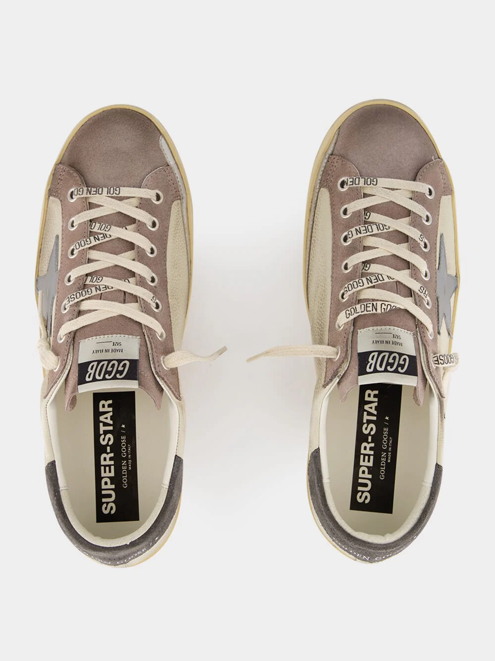 Lilac Grey, Dark Grey and Blue Super-Star Leather Sneakers - Image 4