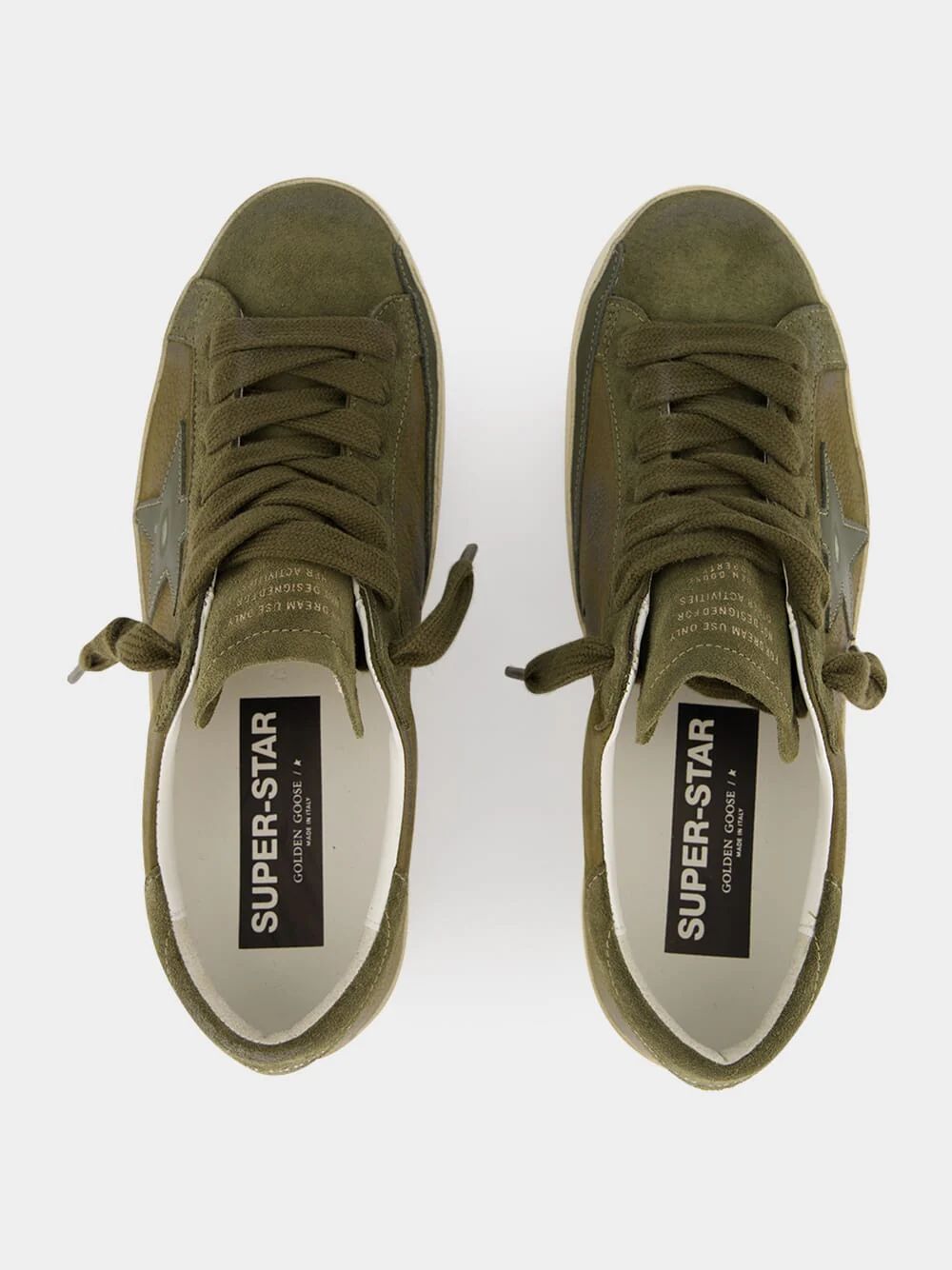 Olive Night Superstar Leather Sneakers with Suede Star - Image 4