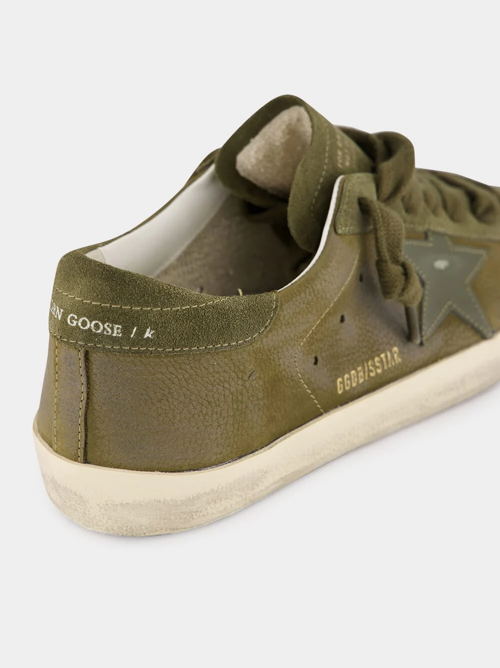 Olive Night Superstar Leather Sneakers with Suede Star - Image 6