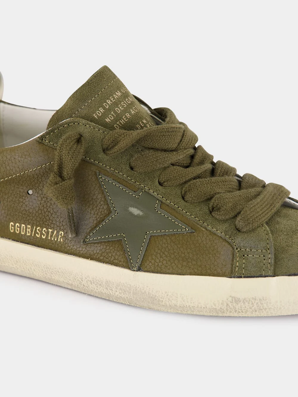 Olive Night Superstar Leather Sneakers with Suede Star - Image 7