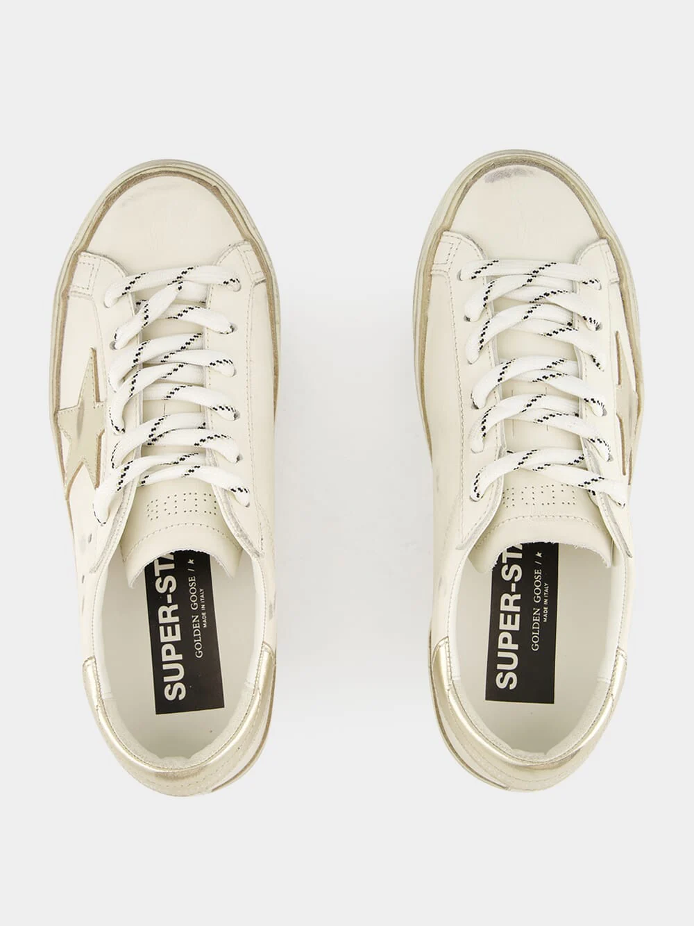Optic White and Platinum Glitter Edge Superstar Sneakers - Image 4