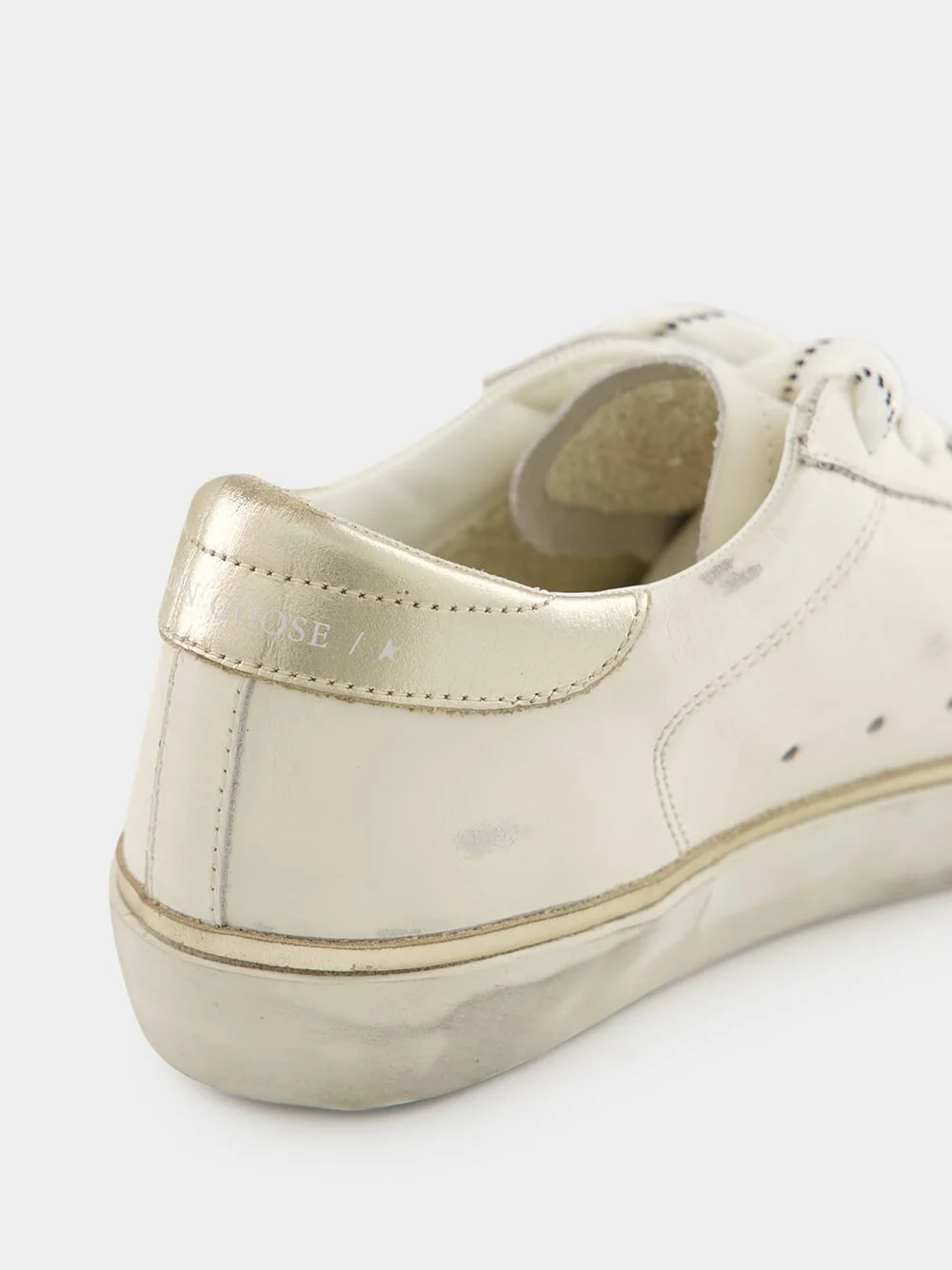 Optic White and Platinum Glitter Edge Superstar Sneakers - Image 7