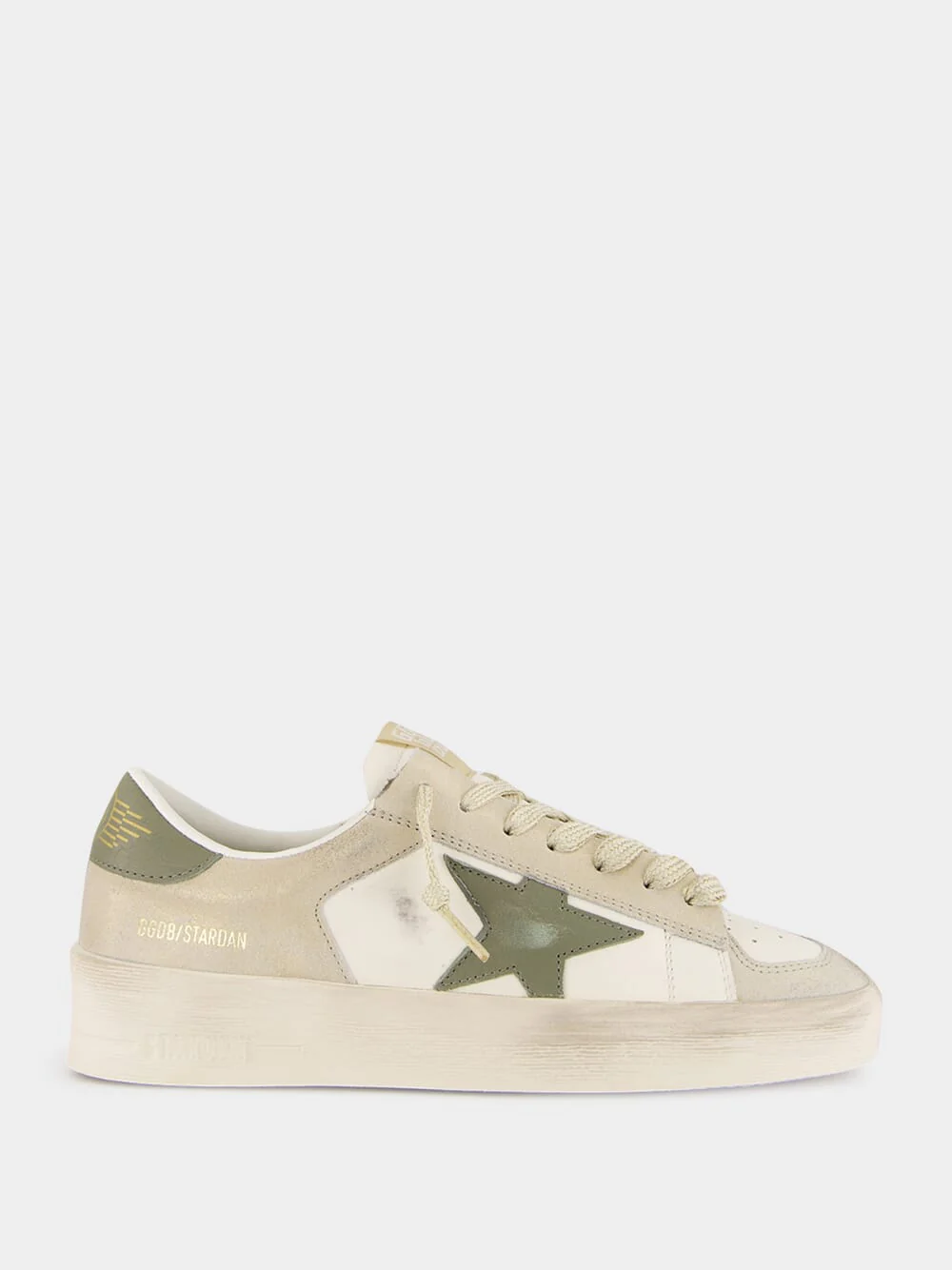 Panna and Military Green Stardan Leather Sneakers