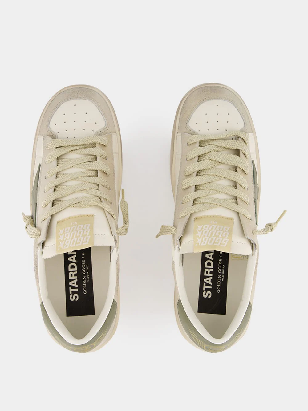 Panna and Military Green Stardan Leather Sneakers - Image 4