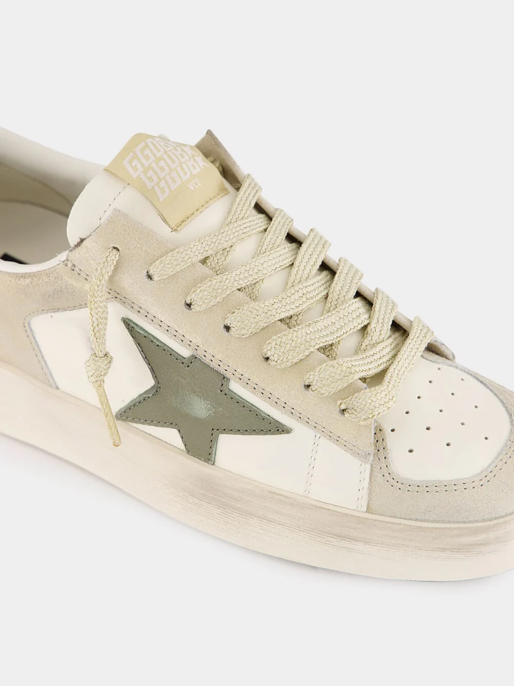 Panna and Military Green Stardan Leather Sneakers - Image 6