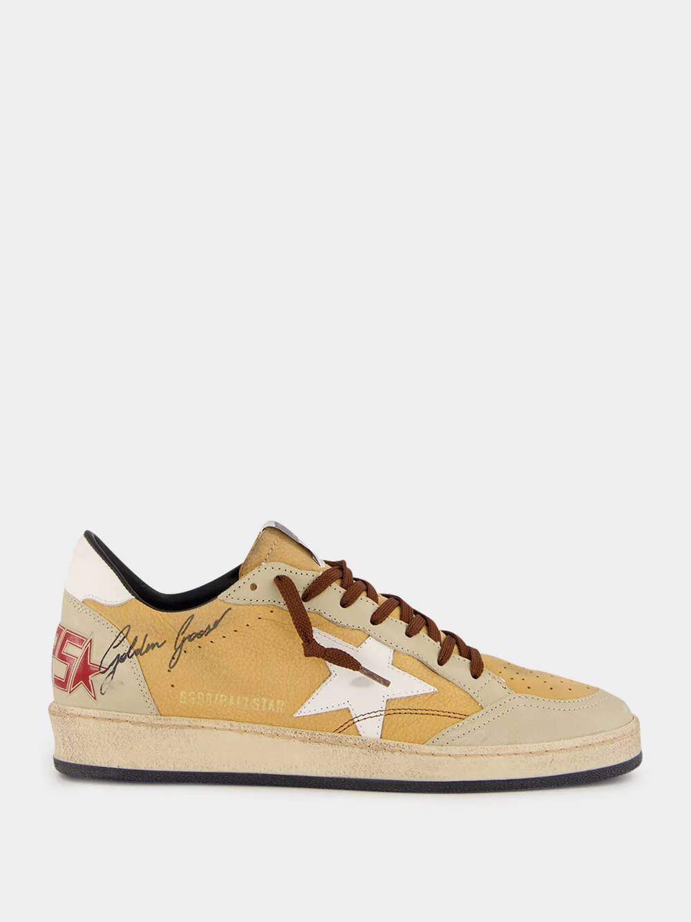 Sand and Milk Ball Star Leather Sneakers