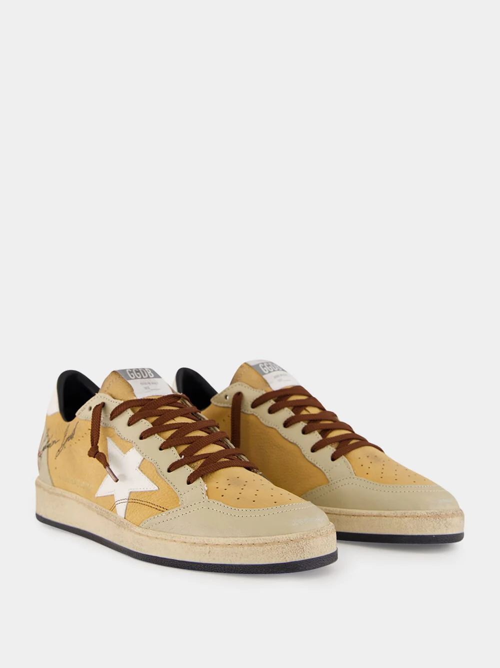 Sand and Milk Ball Star Leather Sneakers - Image 3