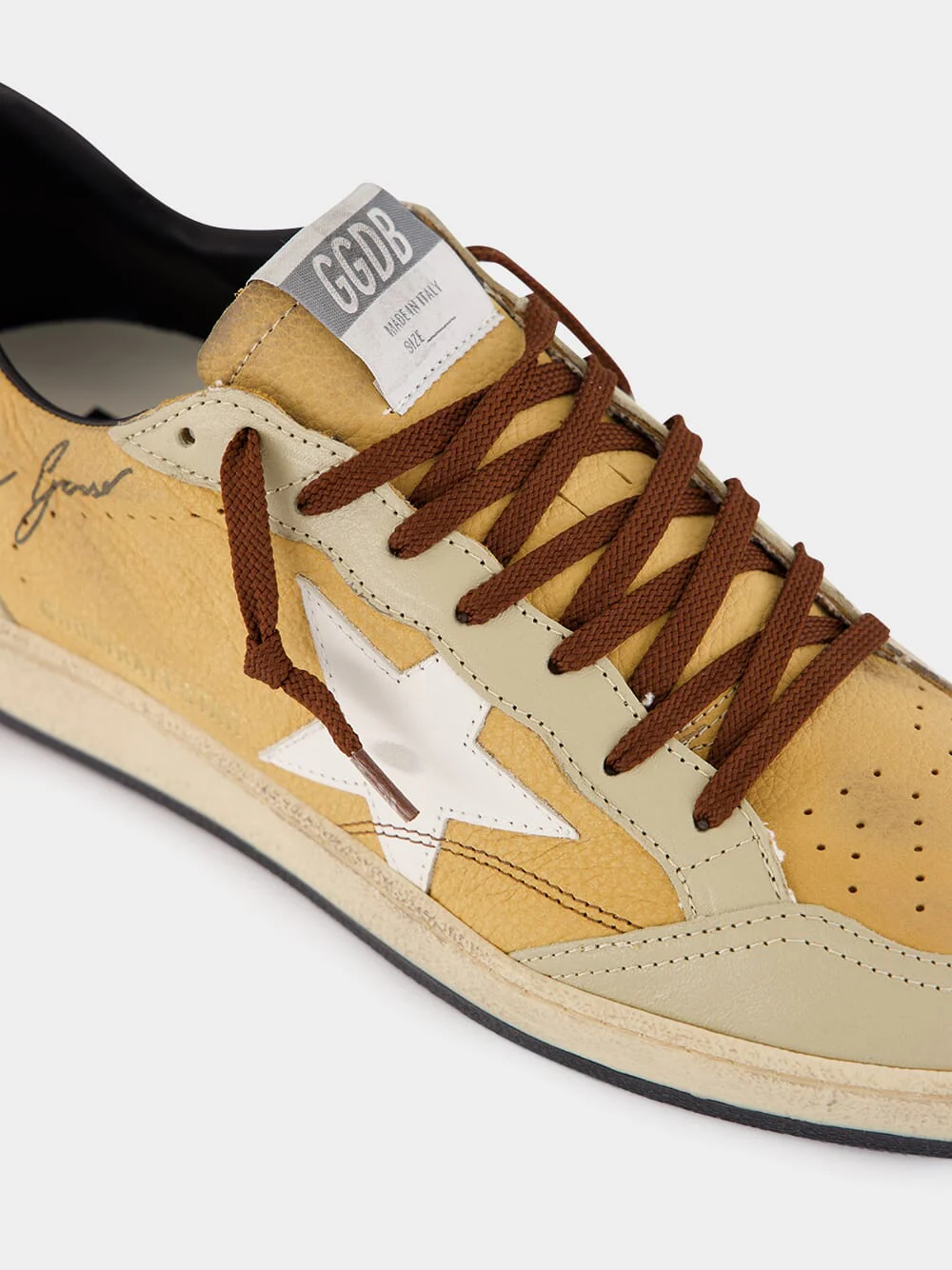 Sand and Milk Ball Star Leather Sneakers - Image 6