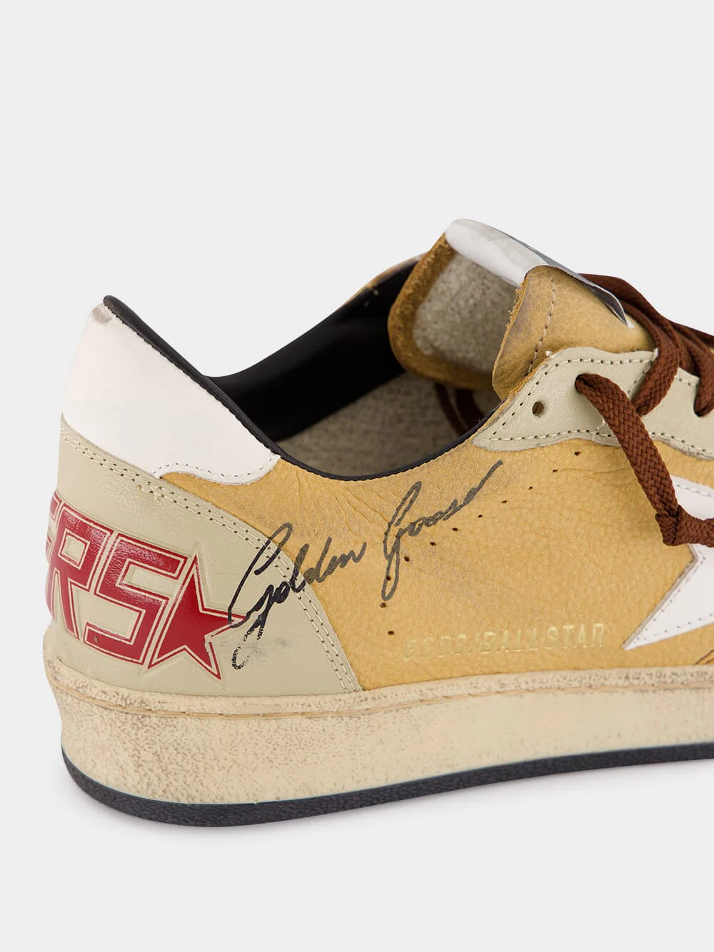 Sand and Milk Ball Star Leather Sneakers - Image 7