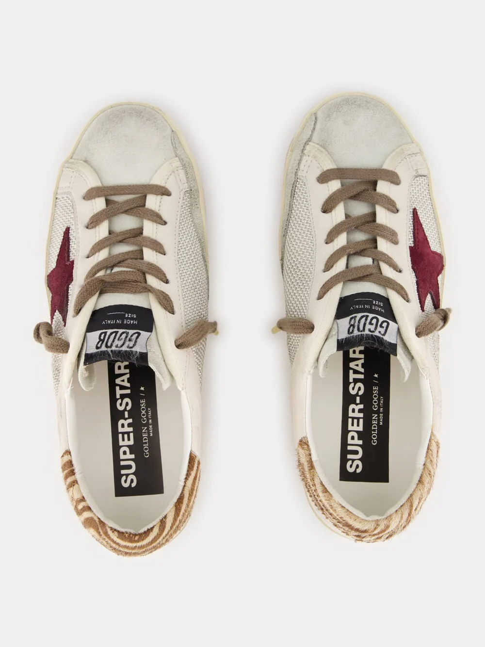 Gray and Red Zebra Print Super Star Sneakers - Image 4