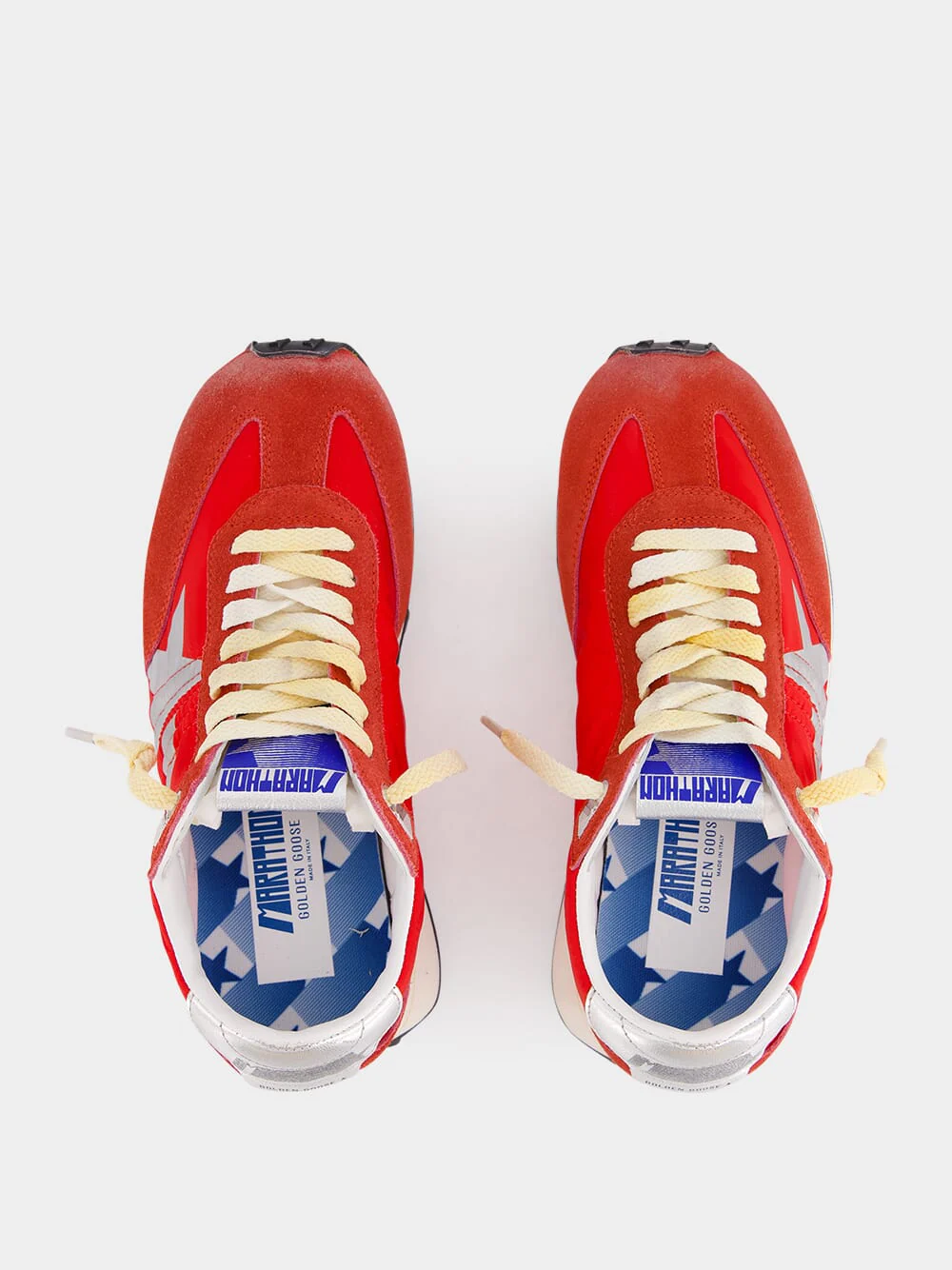 Red Nylon Silver Star Marathon Sneakers - Image 4