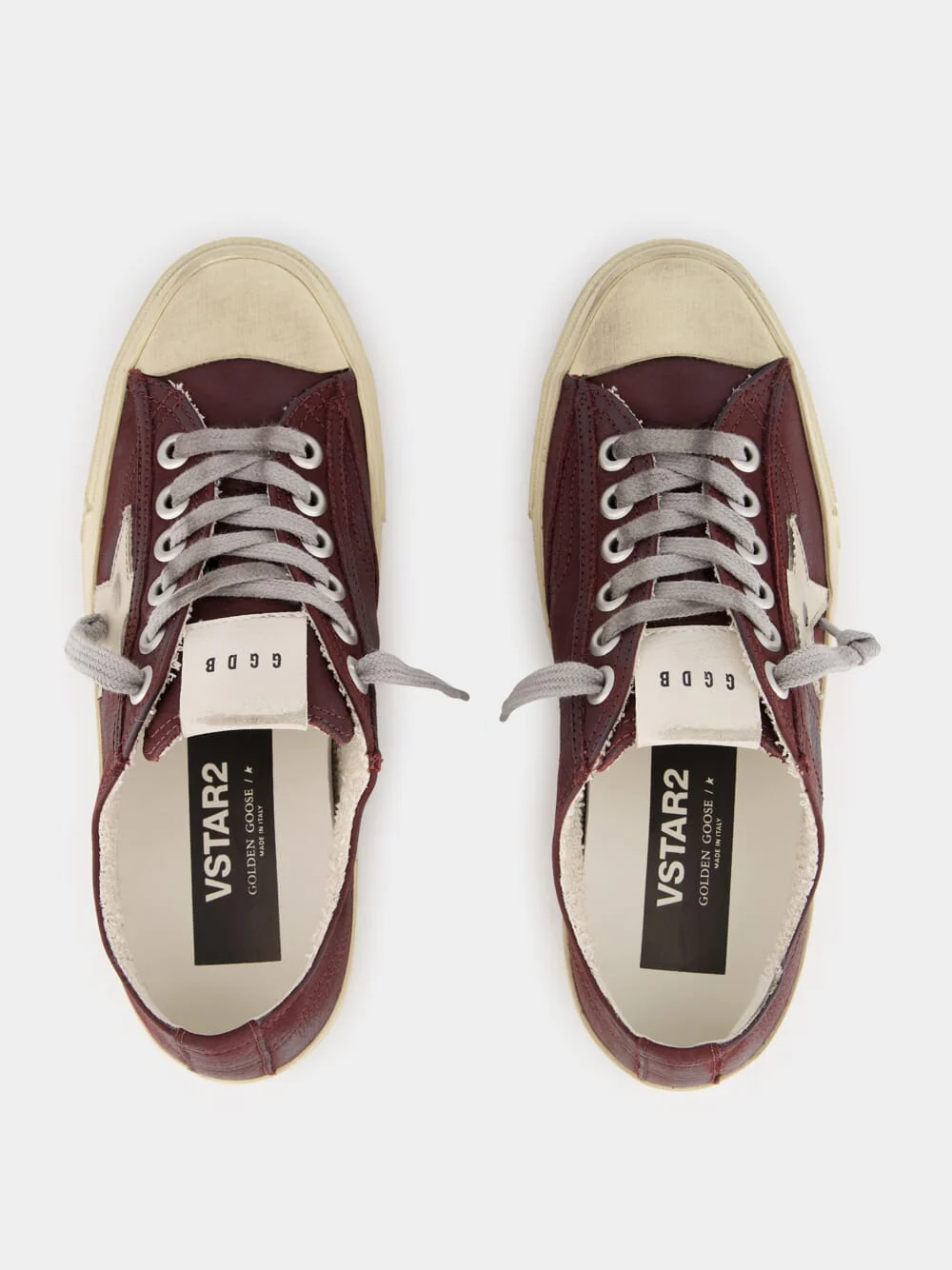 Red Wine V-Star 2 Sneakers With Cream Star - Image 4