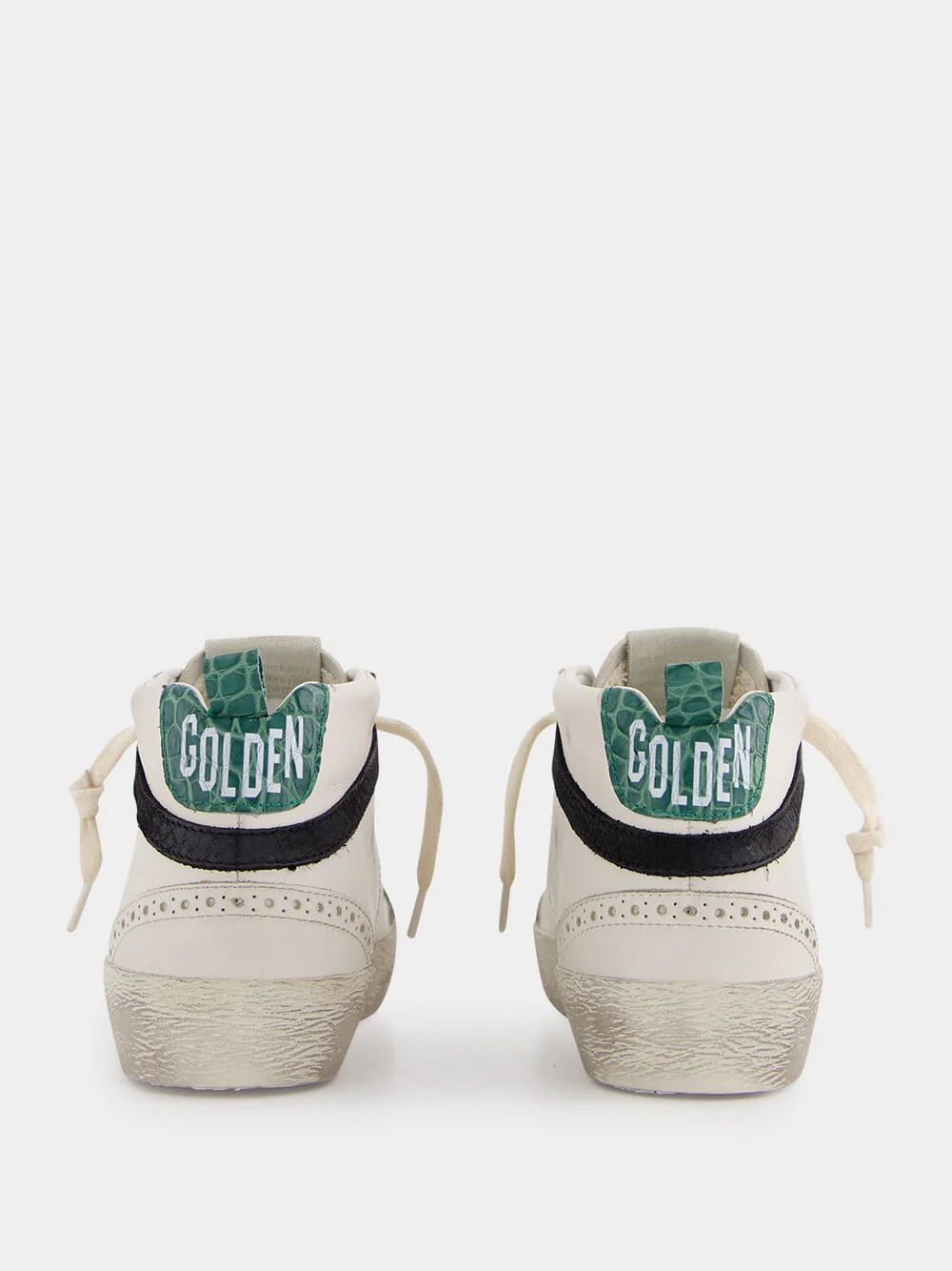 White and Green Mid Star Sneakers With Croc-Embossed Star - Image 5