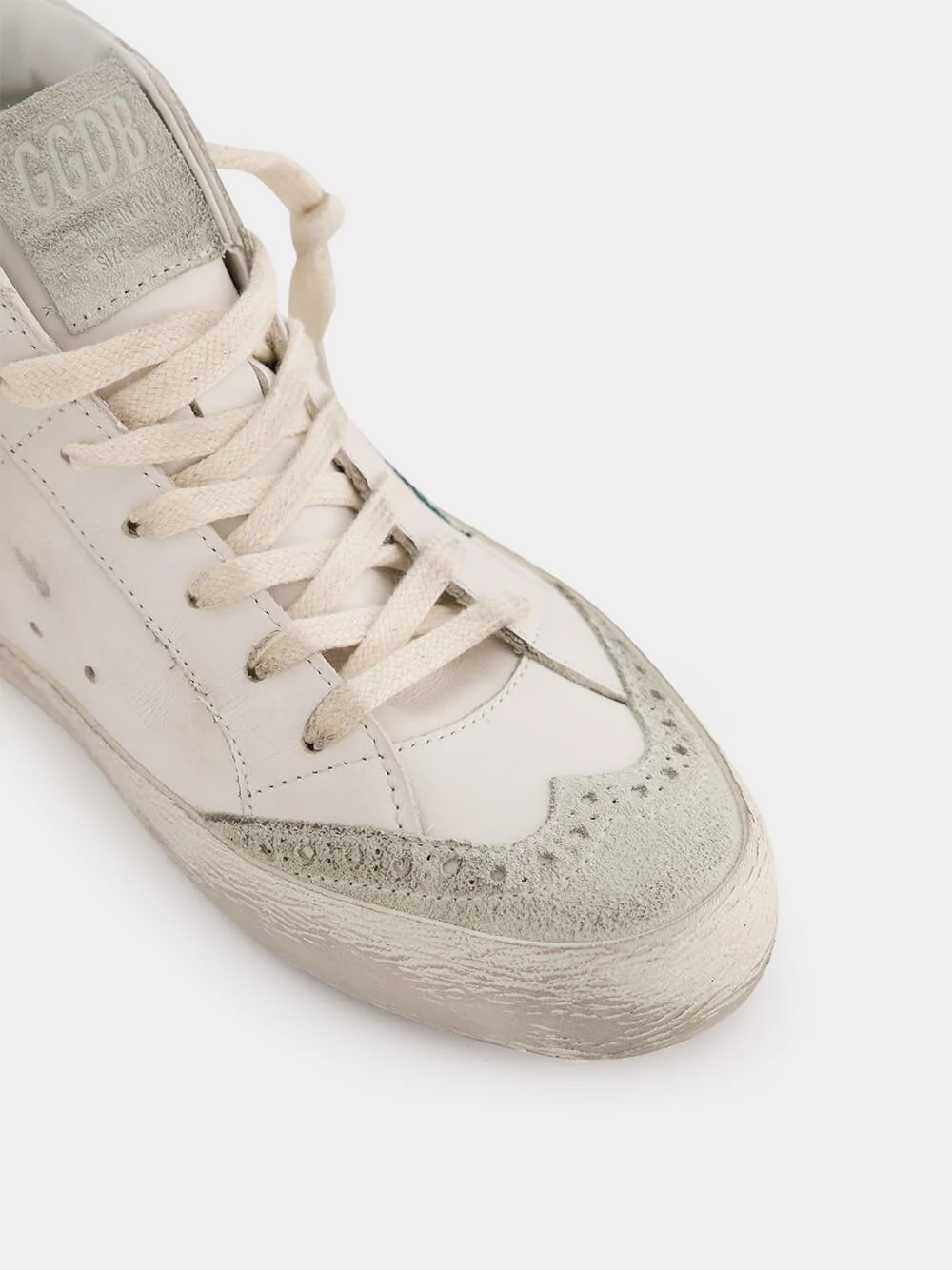 White and Green Mid Star Sneakers With Croc-Embossed Star - Image 8