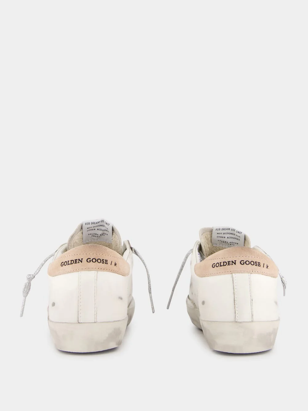White Antique Pink Super-Star Sneakers With Metal Lettering - Image 5