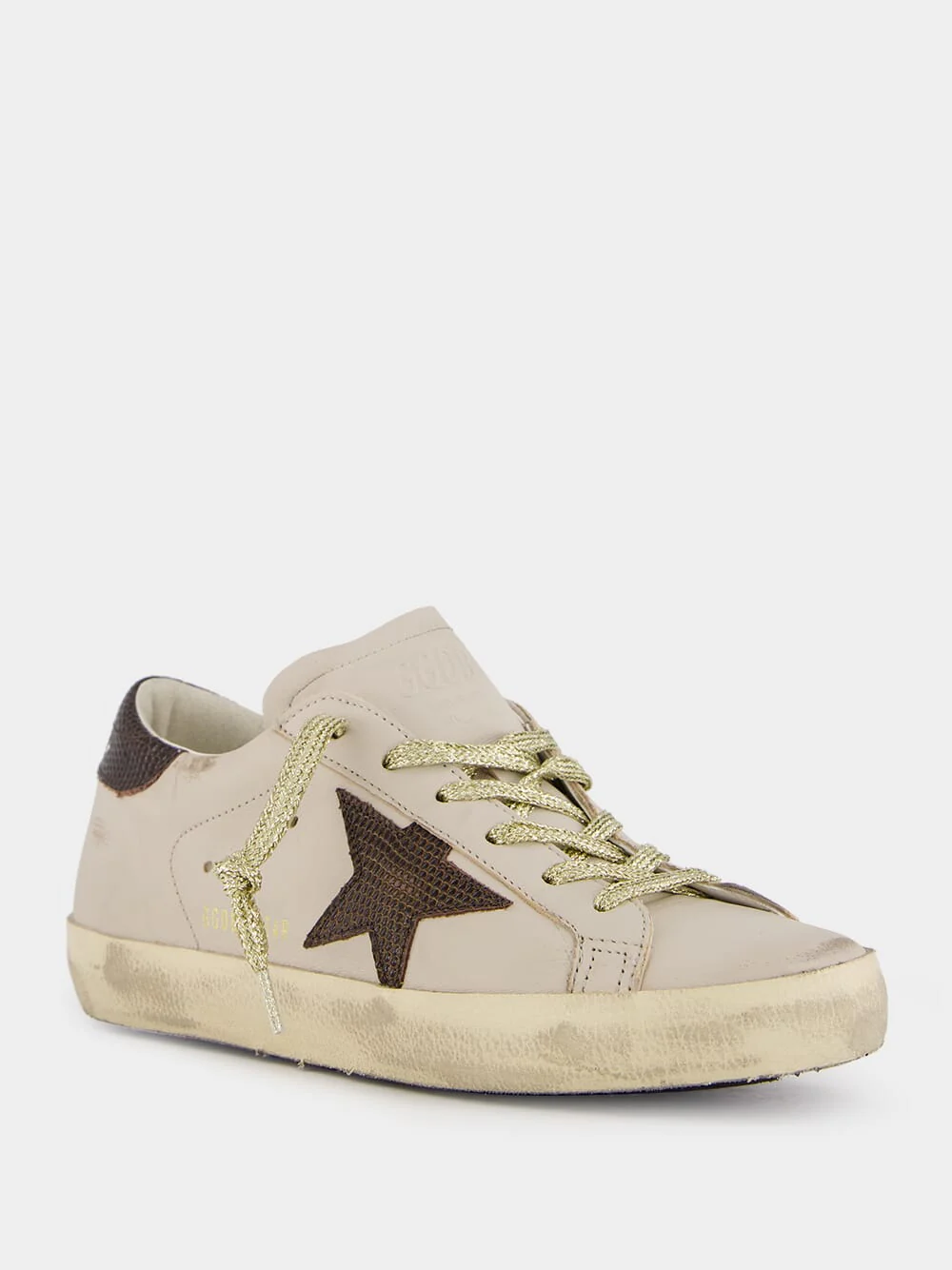 White Super-Star Sneakers With Lizard-Printed Star - Image 2
