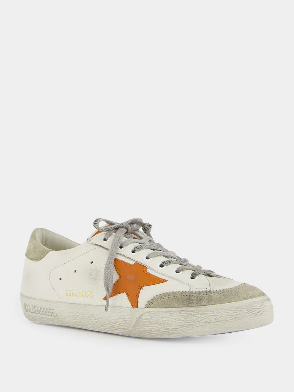 White and Orange Superstar Sneakers with Suede Heel - Image 2