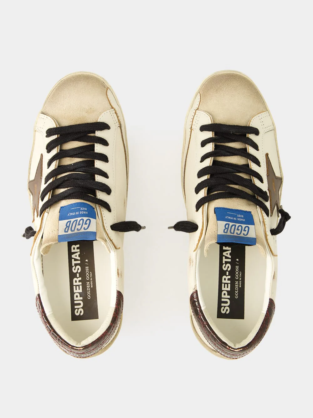 White Beige Brown Superstar Sneakers - Image 4