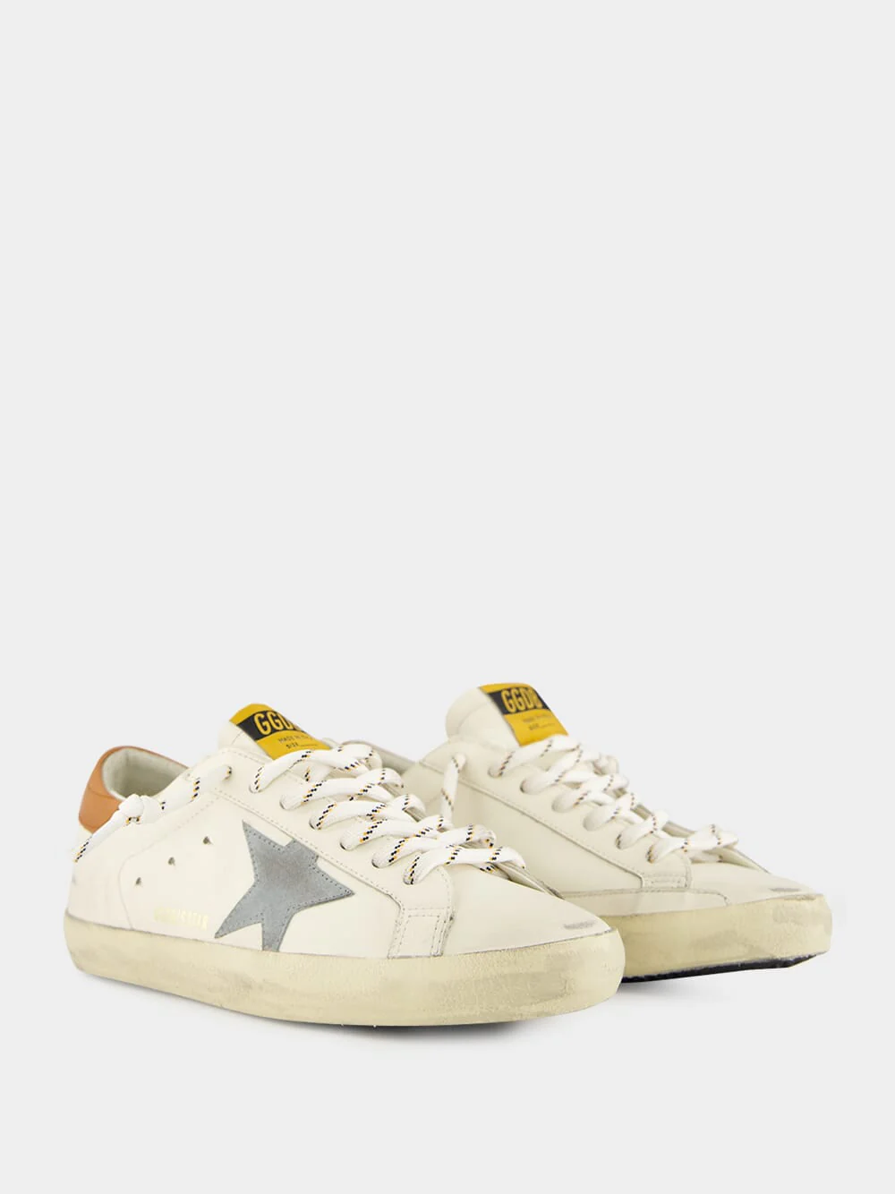 White Brown Superstar Leather Sneakers - Image 3