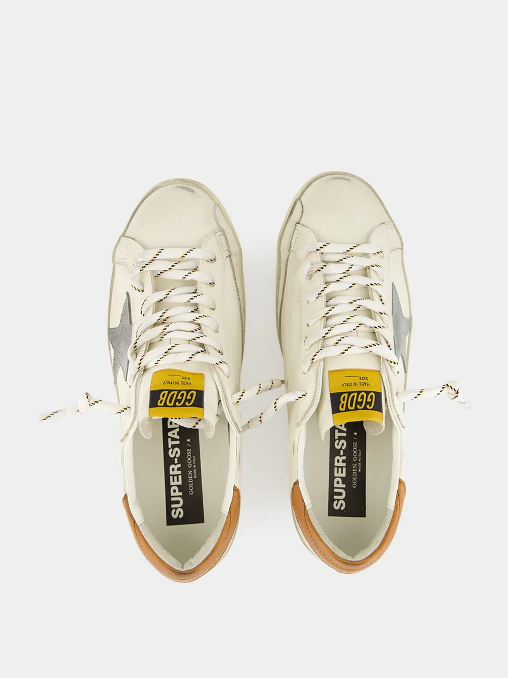 White Brown Superstar Leather Sneakers - Image 4