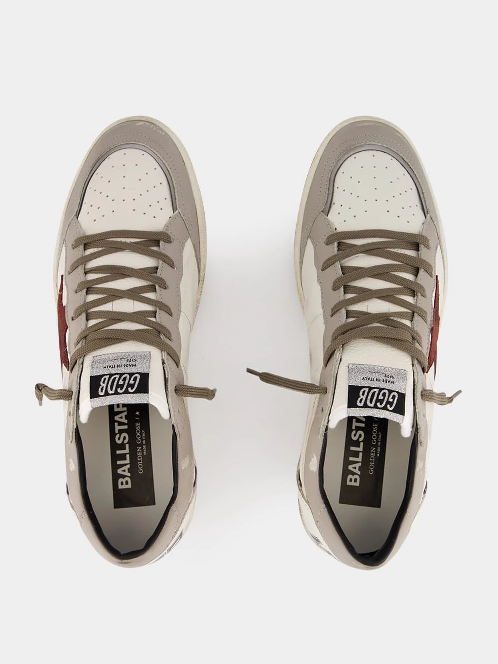 White, Dove and Bordeaux Ball Star Leather Sneakers - Image 4