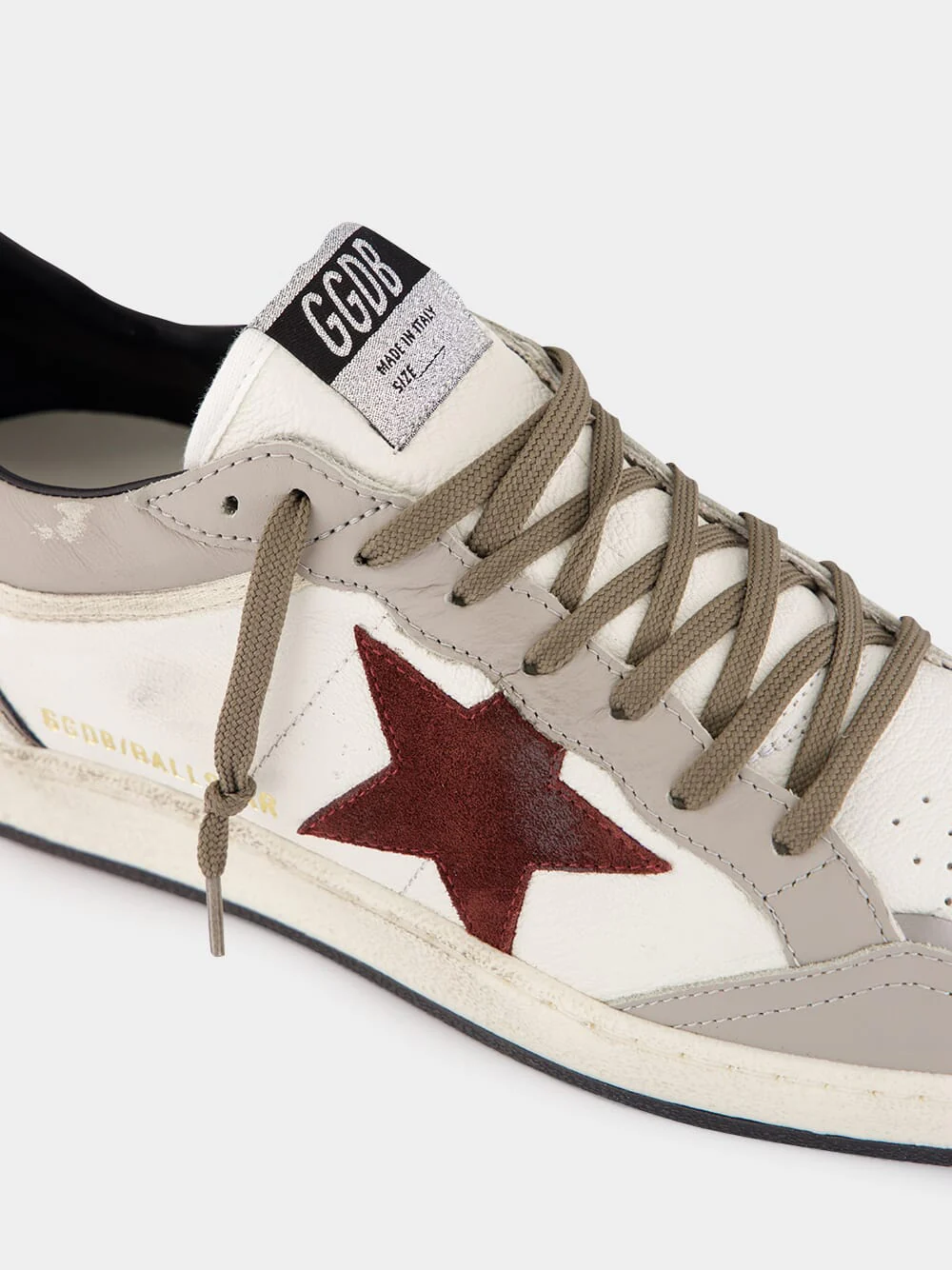 White, Dove and Bordeaux Ball Star Leather Sneakers - Image 6